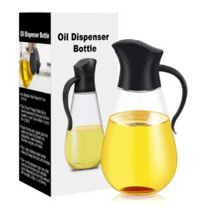 yelocota oil dispenser bottle,cooking container bottle 18.6 oz glass olive oil dispenser non-drip kitchen vinegar barbecue marinade dispenser bottle with scale and non-slip handle for kitchen