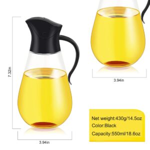 Yelocota Oil Dispenser Bottle,Cooking Container Bottle 18.6 oz Glass Olive Oil Dispenser Non-Drip Kitchen Vinegar Barbecue Marinade Dispenser Bottle With Scale and Non-Slip Handle for Kitchen