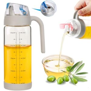 CHEFTOON Oil and Vinegar Dispenser Set，2 Glass Oil Bottles with No Drip Spout,450ml Olive Oil Bottle,Ideal Kitchen Oil Dispenser