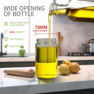 Jenyolon Oil Dispenser, Ration Oil and Vinegar Dispenser 17 Oz, Non-Drip Spout Olive Oil Dispenser Wide Opening for Easy Refill and Cleaning, Oil Dispenser Bottle for Kitchen Vinegar, Soy Sauce