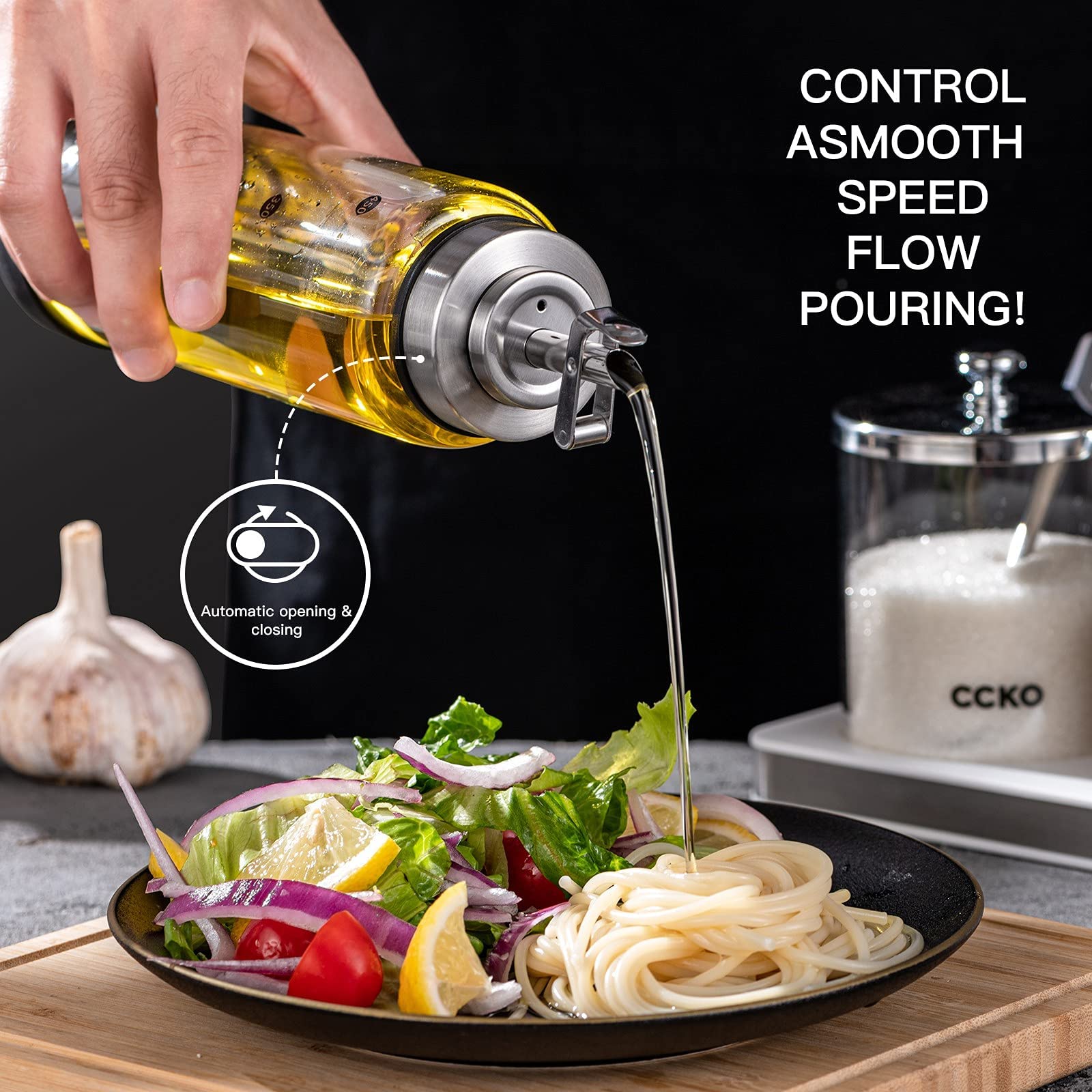 Glass Olive Oil Dispenser Bottle with Stainless Steel Spouts Shatterproof Glass Olive Oil Bottle 350ml Cooking Oil and Vinegar Cruet Bottle Oil Container Carafe for Kitchen