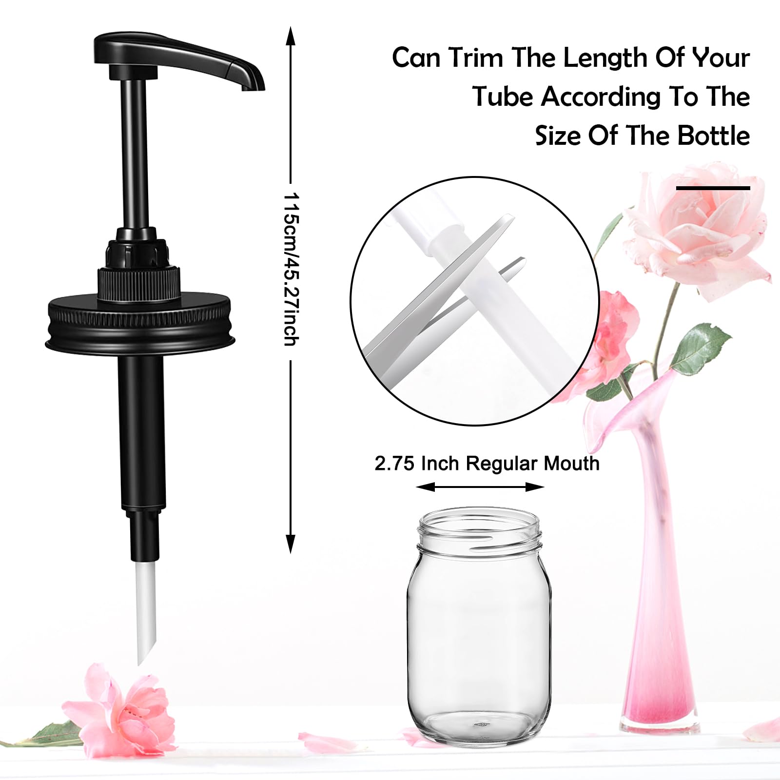 Mason Jar Honey Pump Dispenser & Honey Dipper,Stainless steel Lids and Food Grade Pumps for 2.75 Inch Regular Mouth,Home Use Jam,Ketchup,Honey,Syrups,Condiments,NO Rust, NO JAR QurHapzy