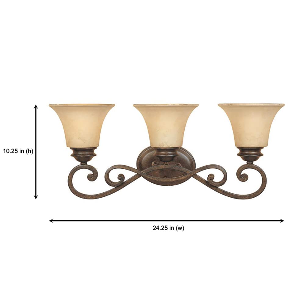 Designers Fountain 81803-FSN Mendocino 3 Bathroom Vanity Light Fixture, 7.75