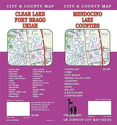 Mendocino / Lake County / Clear Lake / Ukiah / Fort Bragg, California Street Map