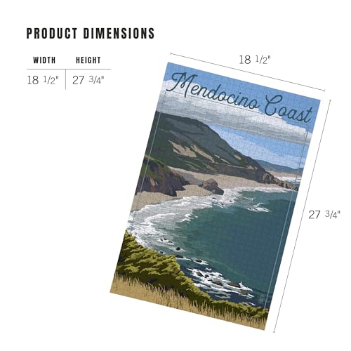 Mendocino Coast, California, Coast Scene (1000 Piece Puzzle, Challenging Jigsaw Puzzle for Adults, Made in USA)