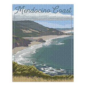 Mendocino Coast, California, Coast Scene (1000 Piece Puzzle, Challenging Jigsaw Puzzle for Adults, Made in USA)