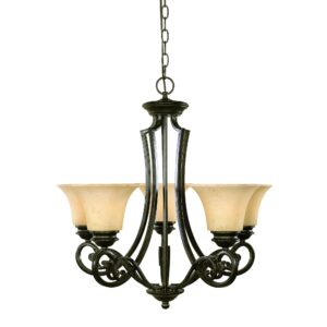 designers fountain 81885-fsn mendocino 5-light chandelier, forged sienna