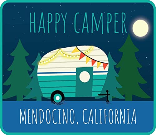 Mendocino California Souvenir 4 Inch Fridge Magnet Happy Camper