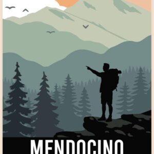 Mendocino California 4-Inch Fridge Magnet Outdoors Hike Design