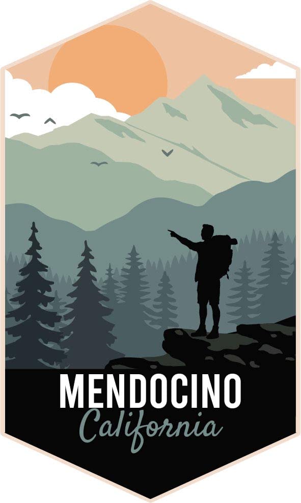 Mendocino California 4-Inch Fridge Magnet Outdoors Hike Design