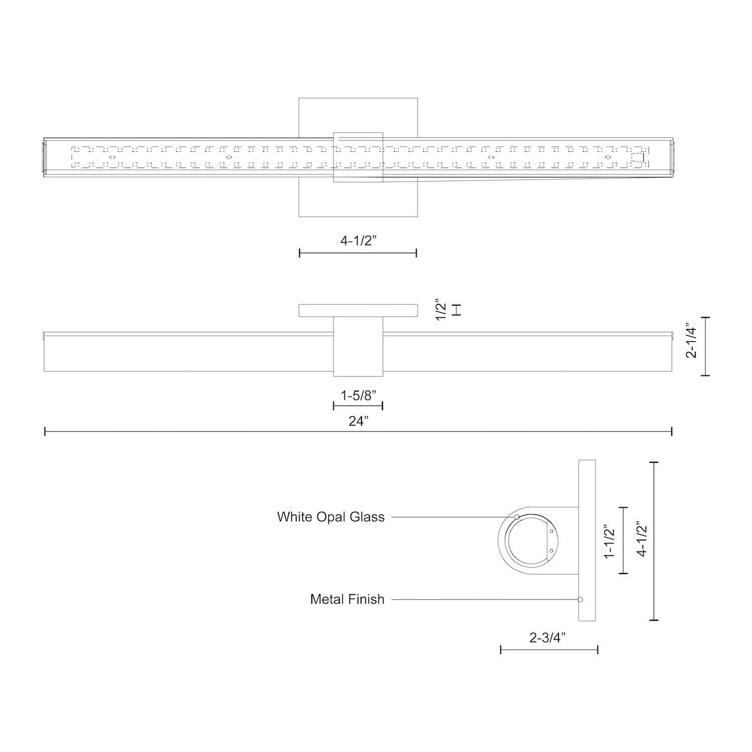 Kuzco Lighting Mendocino - 31W LED Bath Vanity-4.5 Inches Tall and 24 Inches Wide