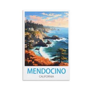 mendocino california vintage travel poster 08x12inch(20x30cm) canvas art prints picture wall art painting for living room bedroom office decor