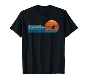 vintage mendocino, ca retro 80s shark fin sunset t-shirt
