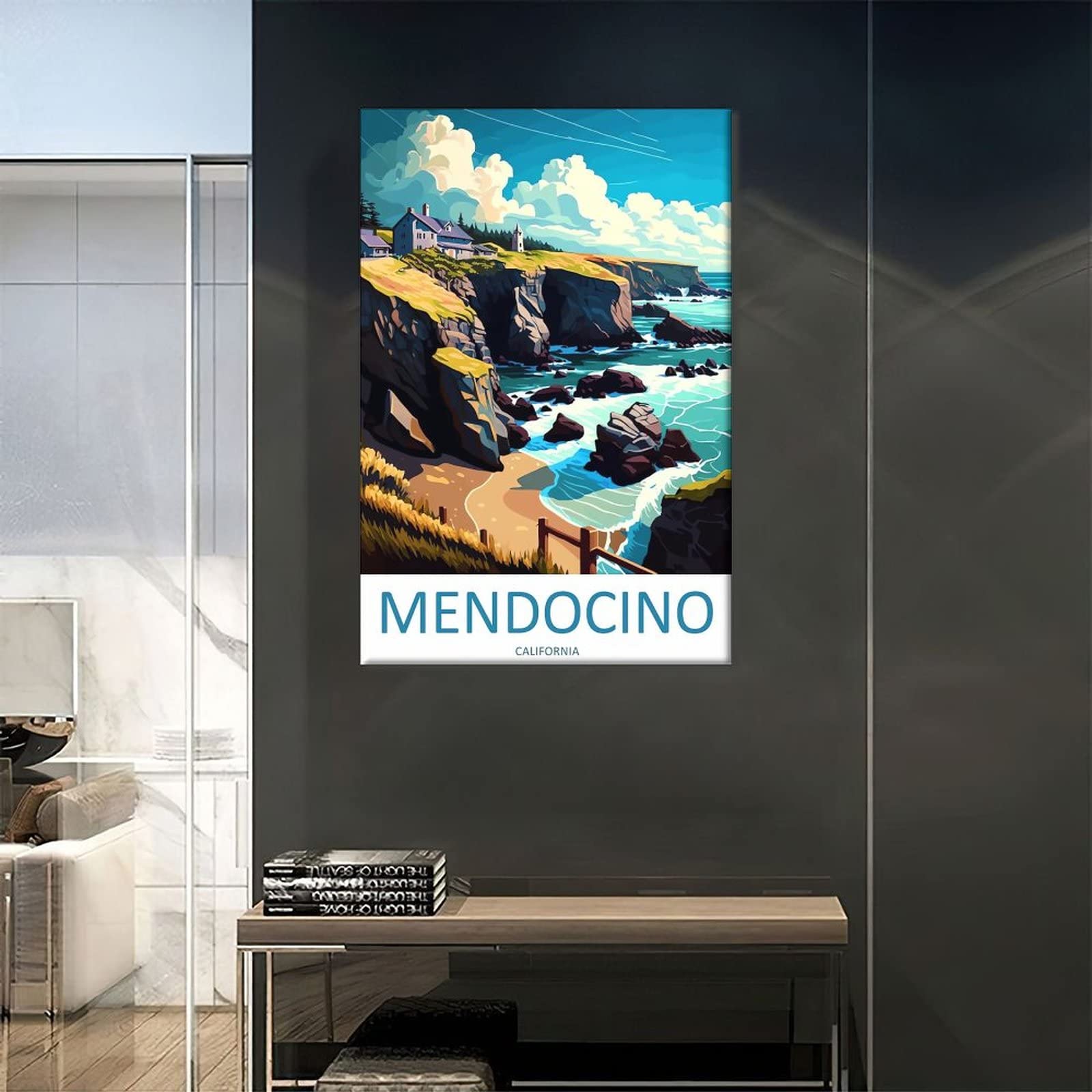 Mendocino California Vintage Travel Posters Landscape 16x24inch(40x60cm) Canvas Art Poster And Canvas Wall Art Living Room Poster, Wall Art Modern Home Bedroom Decor Poster