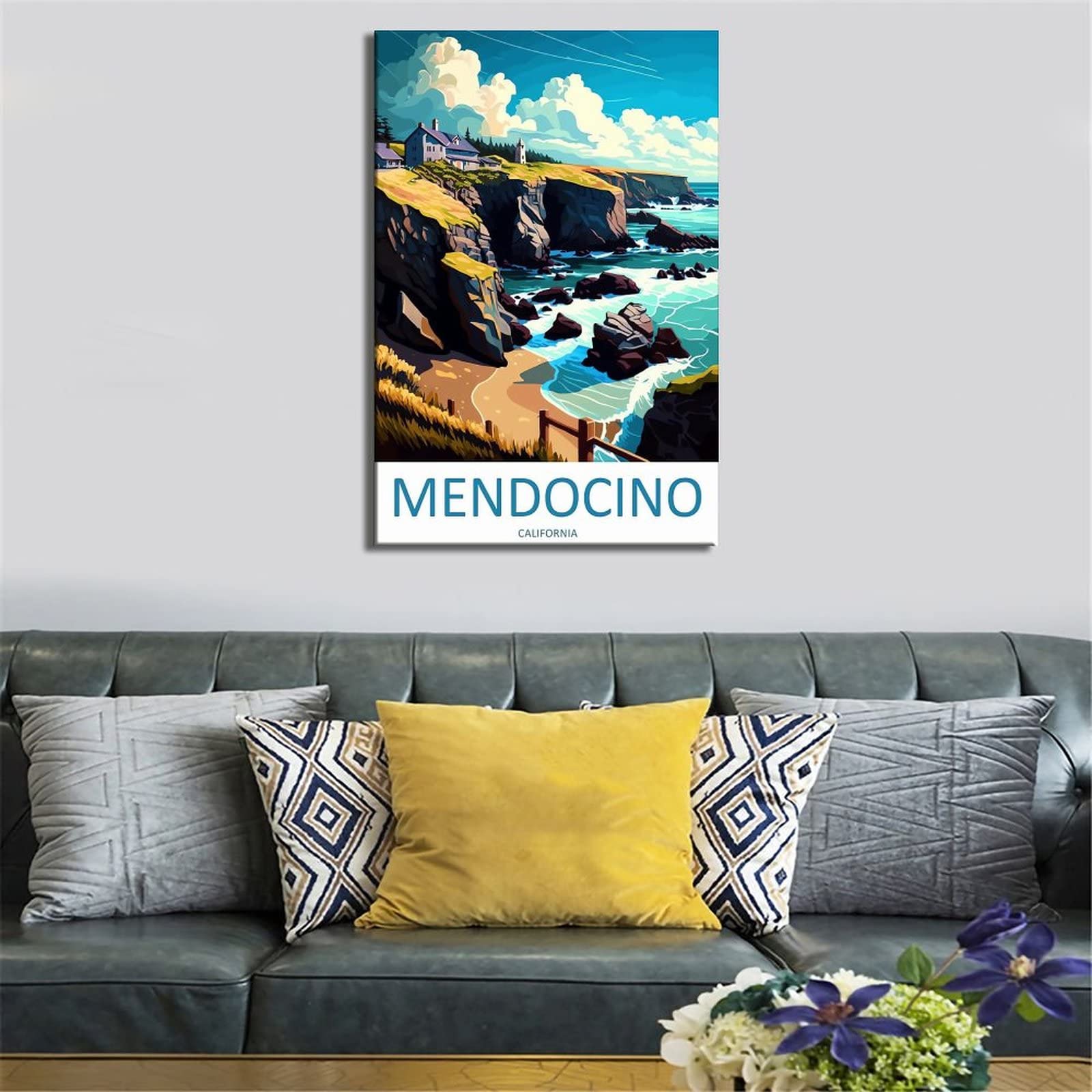 Mendocino California Vintage Travel Posters Landscape 16x24inch(40x60cm) Canvas Art Poster And Canvas Wall Art Living Room Poster, Wall Art Modern Home Bedroom Decor Poster