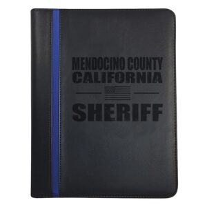 Brotherhood California Mendocino County Deputy Sheriff Padfolio Notepad Holder - Thin Blue Line Portfolio with Deputy Sheriff Prayer Print & 3 Police Laptop Stickers and a Police Car Magnet