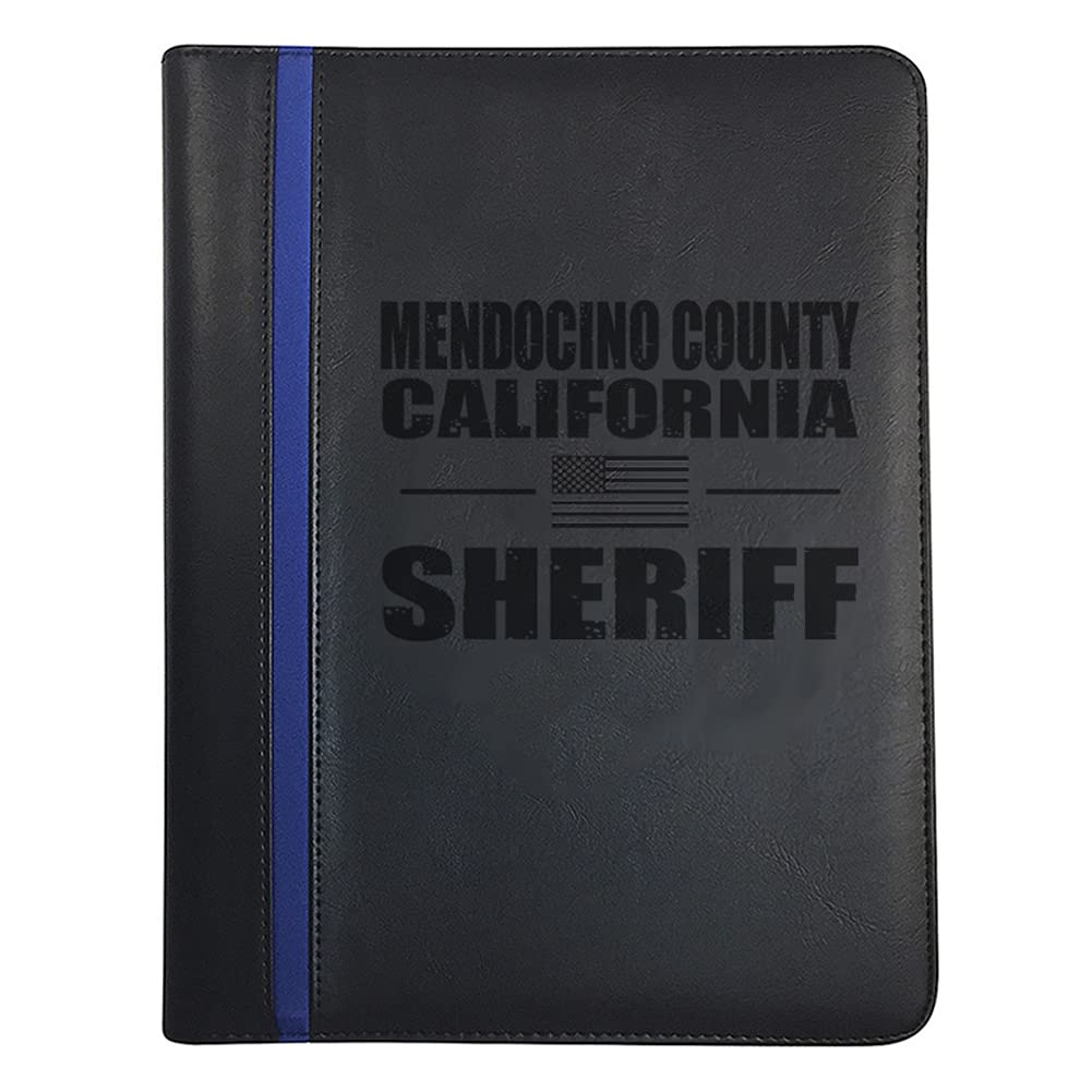 Brotherhood California Mendocino County Deputy Sheriff Padfolio Notepad Holder - Thin Blue Line Portfolio with Deputy Sheriff Prayer Print & 3 Police Laptop Stickers and a Police Car Magnet