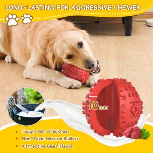 Dog Balls Treat Dispensing Dog Toys, Dog Toys for Aggressive Chewers Large Breed, Nearly Indestructible Squeaky Dog Chew Toys for Large Dogs, Natural Rubber Dog Puzzle Toys, Tough Dog Treat Ball