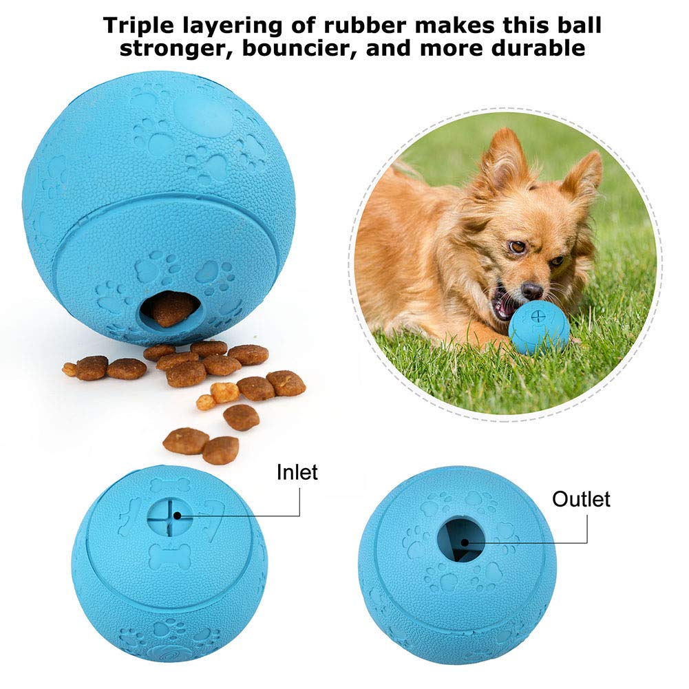 PrimePets Dog Treat Ball, 4 Pack Interactive Food Dispensing Puppy Puzzle Toy, Non-Toxic, Natural Rubber, for Tooth Cleaning, IQ Training, Chewing, Playing