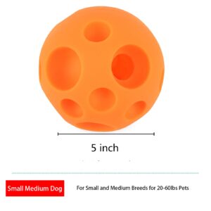 VEEBELL Dog Toy Balls, 5 Inch Treat Dispenser, Interactive Dog Toy for Food Dispensing, Chew Toys Ball for Large Medium Dogs (Orange)