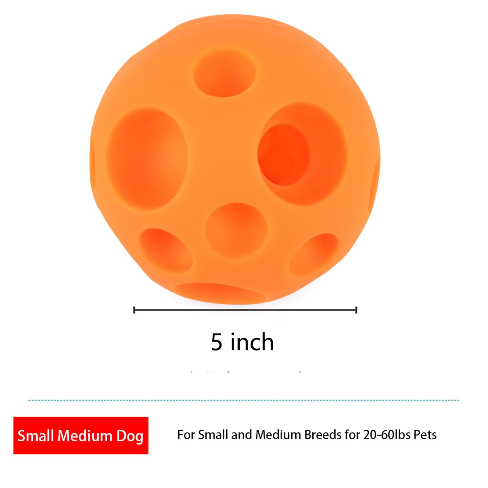 VEEBELL Dog Toy Balls, 5 Inch Treat Dispenser, Interactive Dog Toy for Food Dispensing, Chew Toys Ball for Large Medium Dogs (Orange)