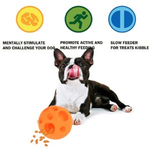 VEEBELL Dog Toy Balls, 5 Inch Treat Dispenser, Interactive Dog Toy for Food Dispensing, Chew Toys Ball for Large Medium Dogs (Orange)