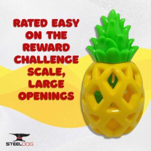 Steel Dog Treaters Pineapple, Dog Toy for Boredom and Stimulation, Treat Dispensing, Interactive Dog Puzzle Toys for Small, Medium, Large Breed