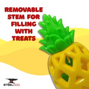 Steel Dog Treaters Pineapple, Dog Toy for Boredom and Stimulation, Treat Dispensing, Interactive Dog Puzzle Toys for Small, Medium, Large Breed