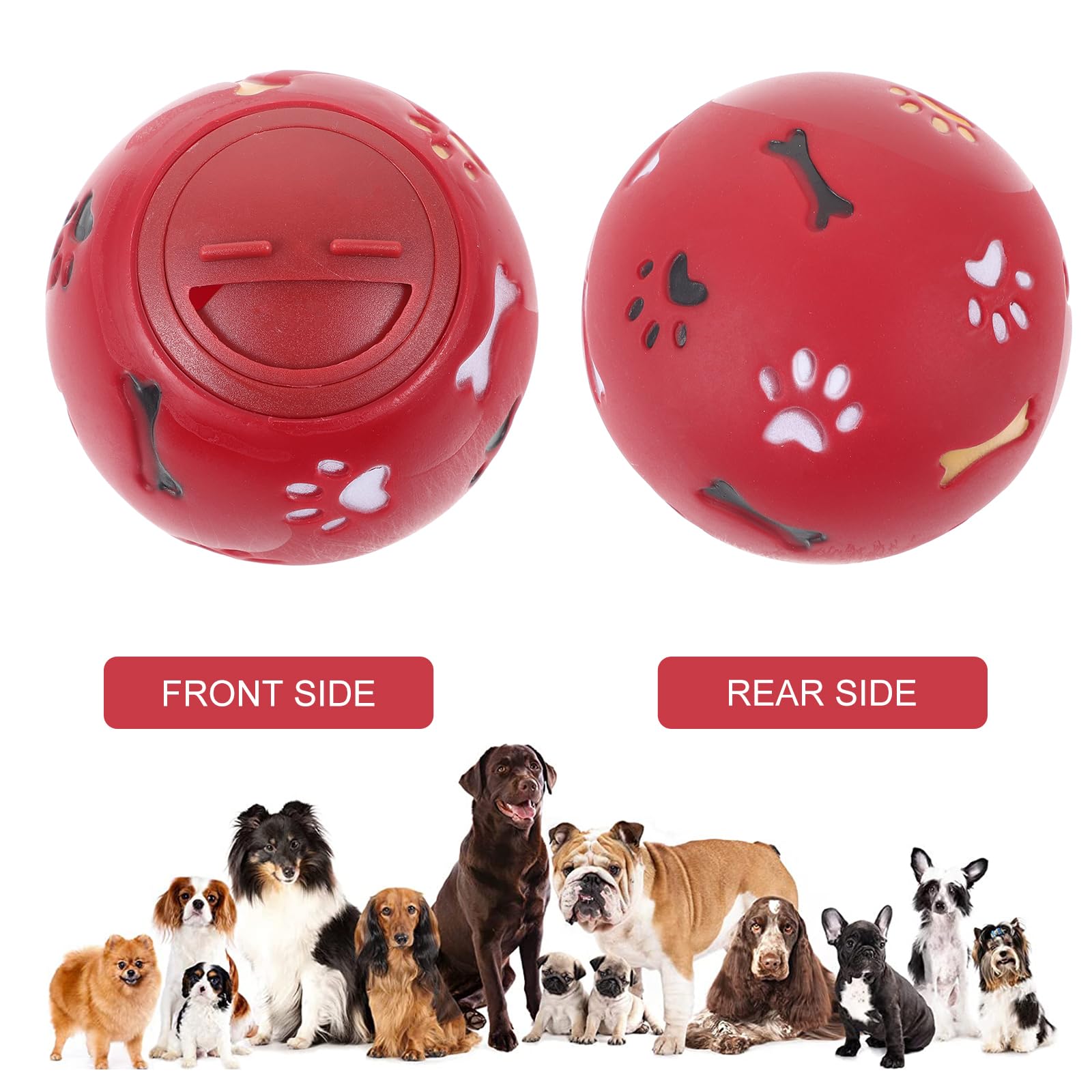 Interactive Food Dispensing Small Dog Toy, Treat Ball Pet Food Ball, Interactive Training Slow Feeder Toy Food Dispenser Slow Feeder for Small Dogs (Red)