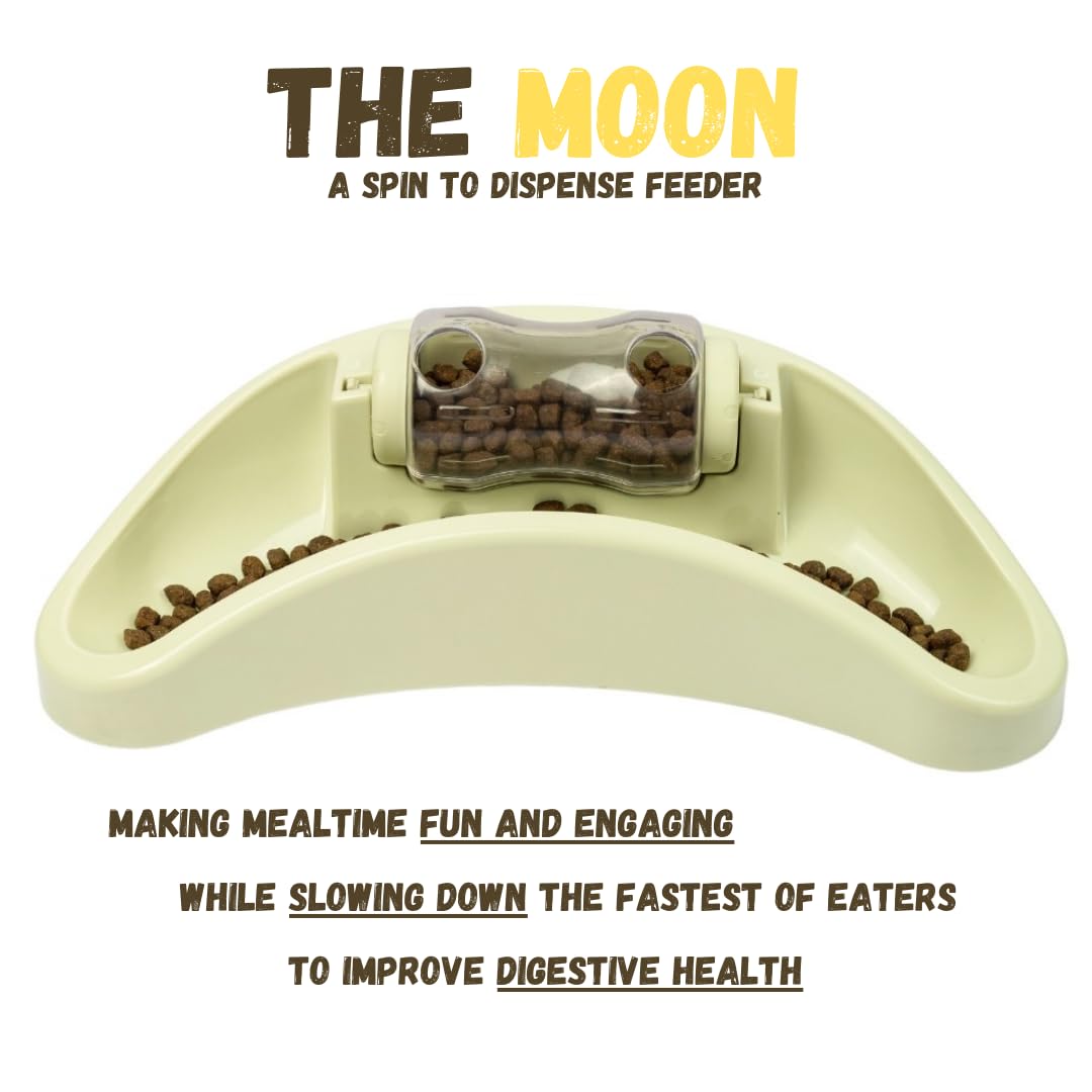 The Moon Interactive Spin Treat Dispenser Bowl for Dogs Puppies and Cats Fun Slow Smart Feeder