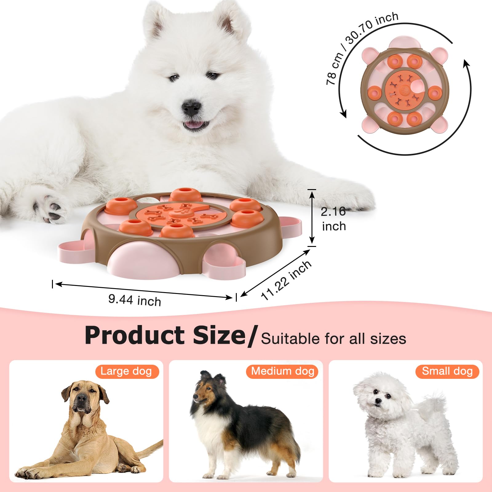 WINGPET Dog Puzzle Toys, Interactive Dog Toys, Turtle Dog Enrichment Toys for Puppy Mentally Stimulating Treat Dispenser Dog Treat Puzzle Feeder for Small, Medium and & Large Dogs Treat Training