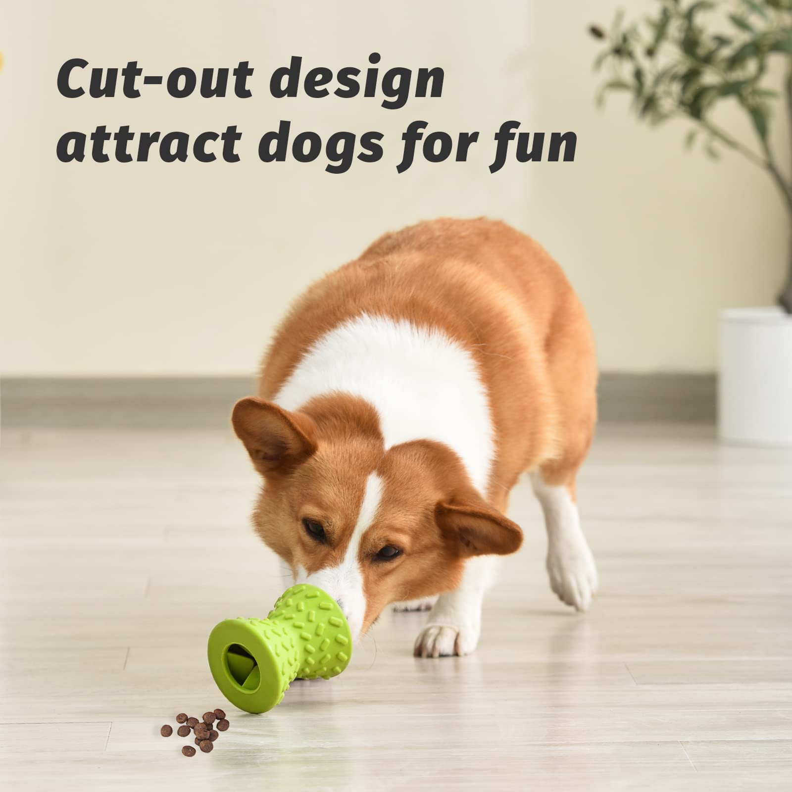 Interactive Treat Dispensing Puppy Toys - Dog Bones for Aggressive Chewers Super Dog Toys Tough Chew for Dogs Toy Bone, Natural Rubber Leaked Dumbbells