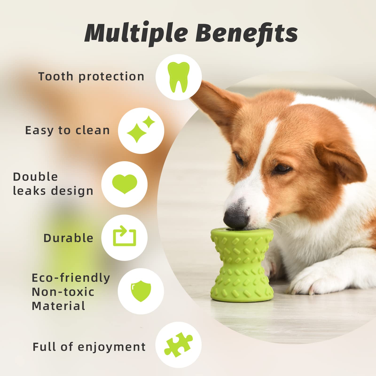 Interactive Treat Dispensing Puppy Toys - Dog Bones for Aggressive Chewers Super Dog Toys Tough Chew for Dogs Toy Bone, Natural Rubber Leaked Dumbbells