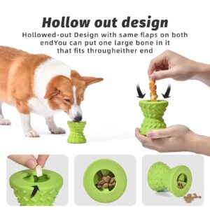 Interactive Treat Dispensing Puppy Toys - Dog Bones for Aggressive Chewers Super Dog Toys Tough Chew for Dogs Toy Bone, Natural Rubber Leaked Dumbbells