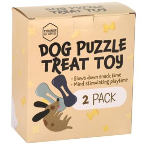 Evergreen Pet Supplies [2 pack Dog Treat Puzzle Enrichment Toy - Interactive Dog Treat Dispenser Toy“ Dog Treat Hider for Aggressive Chewers - Puzzles for Large Dogs - Stimulating Bully Stick Holder