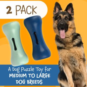 Evergreen Pet Supplies [2 pack Dog Treat Puzzle Enrichment Toy - Interactive Dog Treat Dispenser Toy“ Dog Treat Hider for Aggressive Chewers - Puzzles for Large Dogs - Stimulating Bully Stick Holder