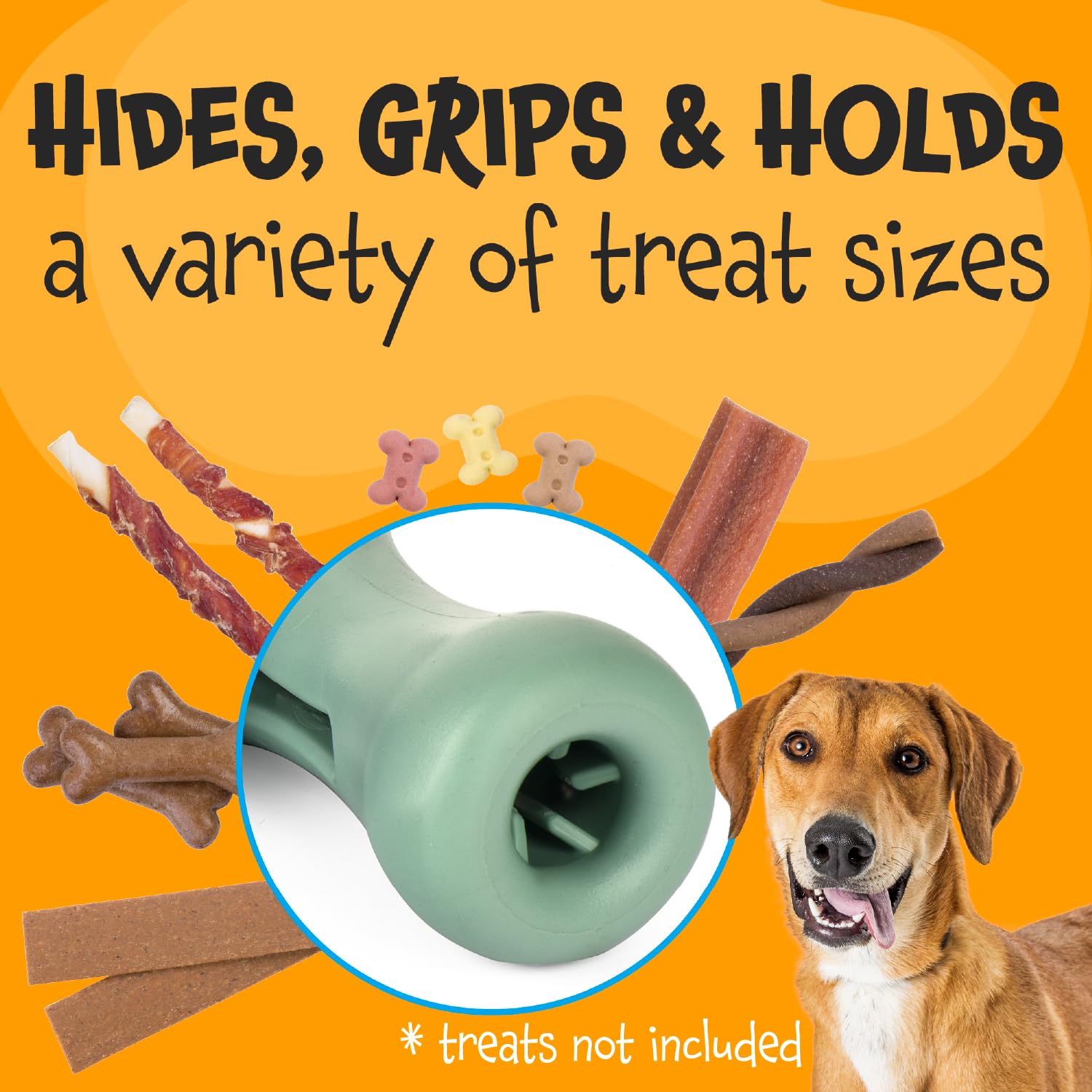 Evergreen Pet Supplies [2 pack Dog Treat Puzzle Enrichment Toy - Interactive Dog Treat Dispenser Toy“ Dog Treat Hider for Aggressive Chewers - Puzzles for Large Dogs - Stimulating Bully Stick Holder