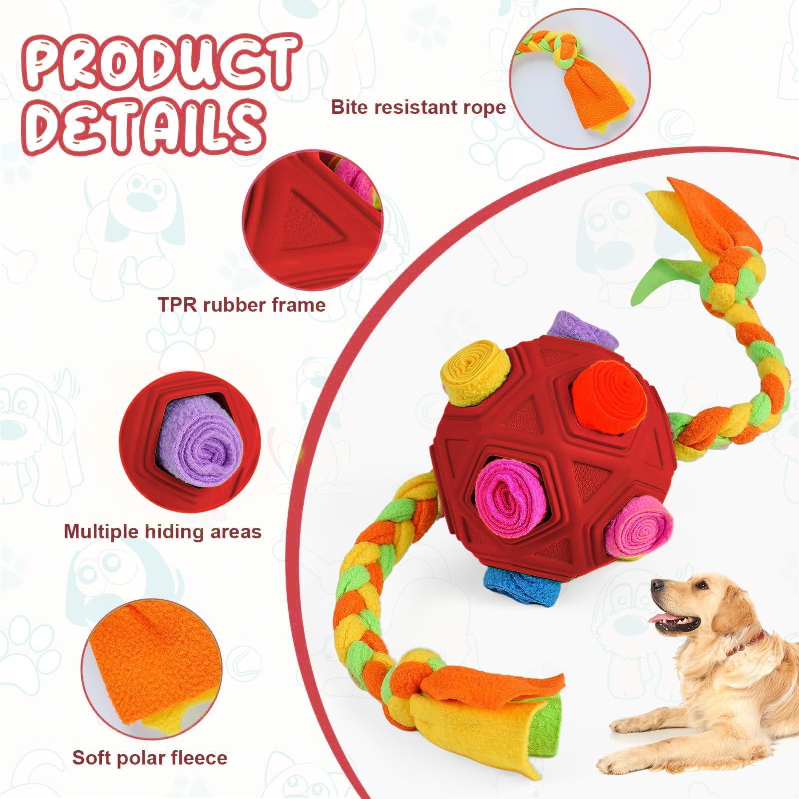 Huansihan Interactive Dog Enrichment Toy Snuffle Ball for Boredom Dogs and Puppy Mental Stimulation Sniffle Interactive Treat Game for Small/Medium Dogs Puzzle Toys