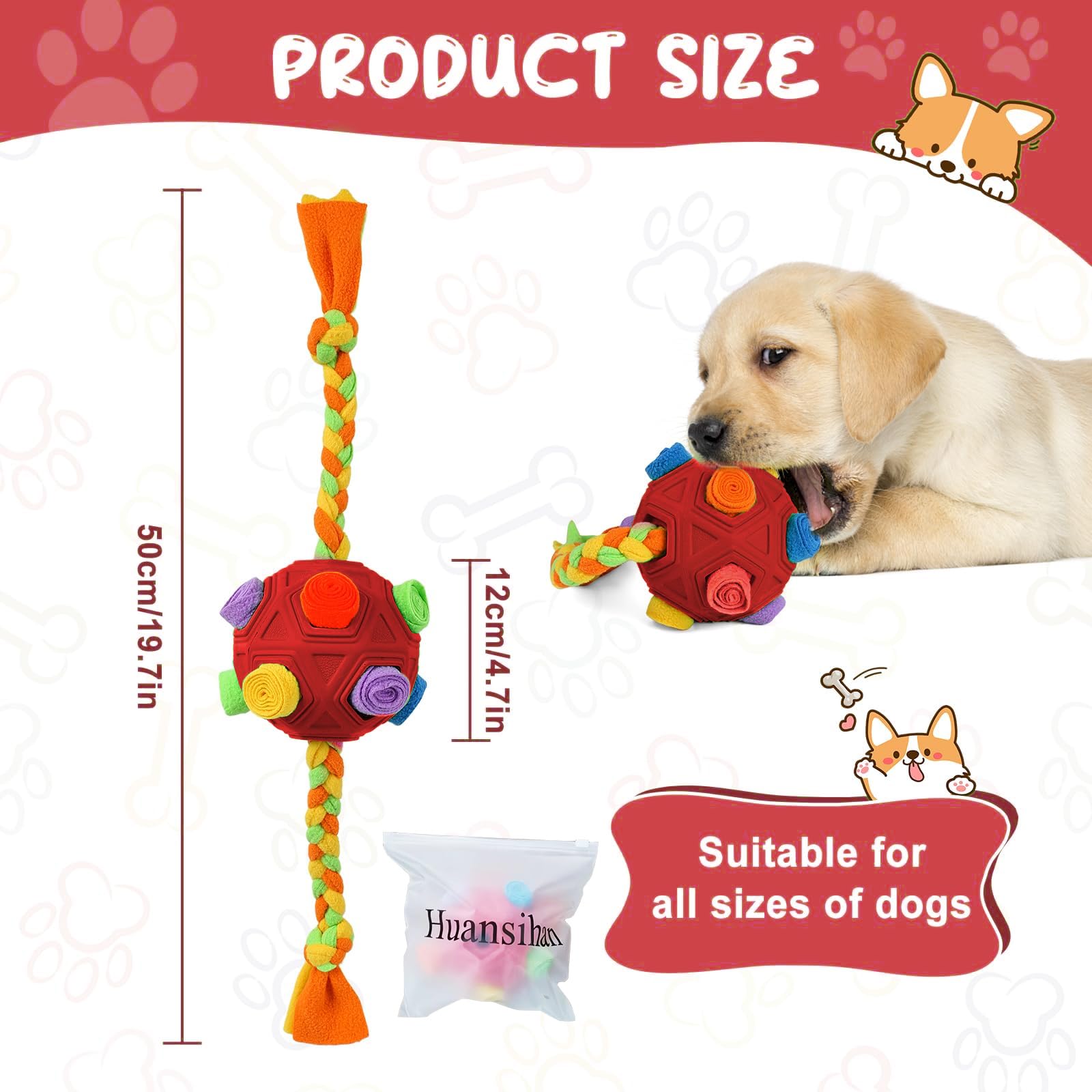 Huansihan Interactive Dog Enrichment Toy Snuffle Ball for Boredom Dogs and Puppy Mental Stimulation Sniffle Interactive Treat Game for Small/Medium Dogs Puzzle Toys