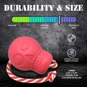 SodaPup USA-K9 Skull – Durable Dog Tug Toy, Chew Toy, & Treat Dispenser Made in USA from Non-Toxic, Pet-Safe, Food Safe Natural Rubber Material for Bonding, Mental & Physical Exercise, & More