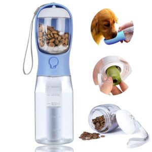 AVELORA Dog Water Bottle with Food Container, Portable Pet Dog Water Dispenser for Outdoor Walking,Hiking,Travel,Puppy essentials,Puppy supplies,Replaceable Waste Bags