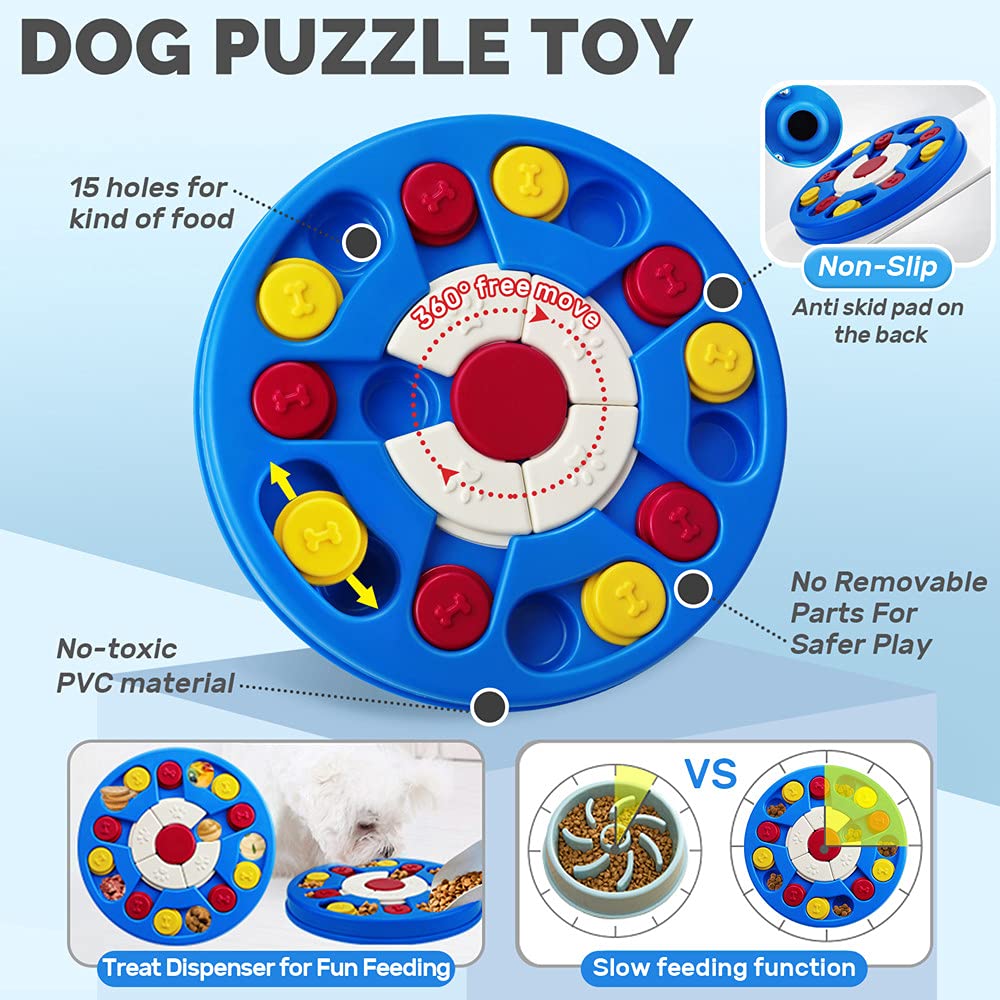 Joansan Dog Puzzle Toy, Interactive Dog Game, Mentally Stimulating Treat Dispenser for Large Dogs, Food Grade Material, Sequential Skills, Portable