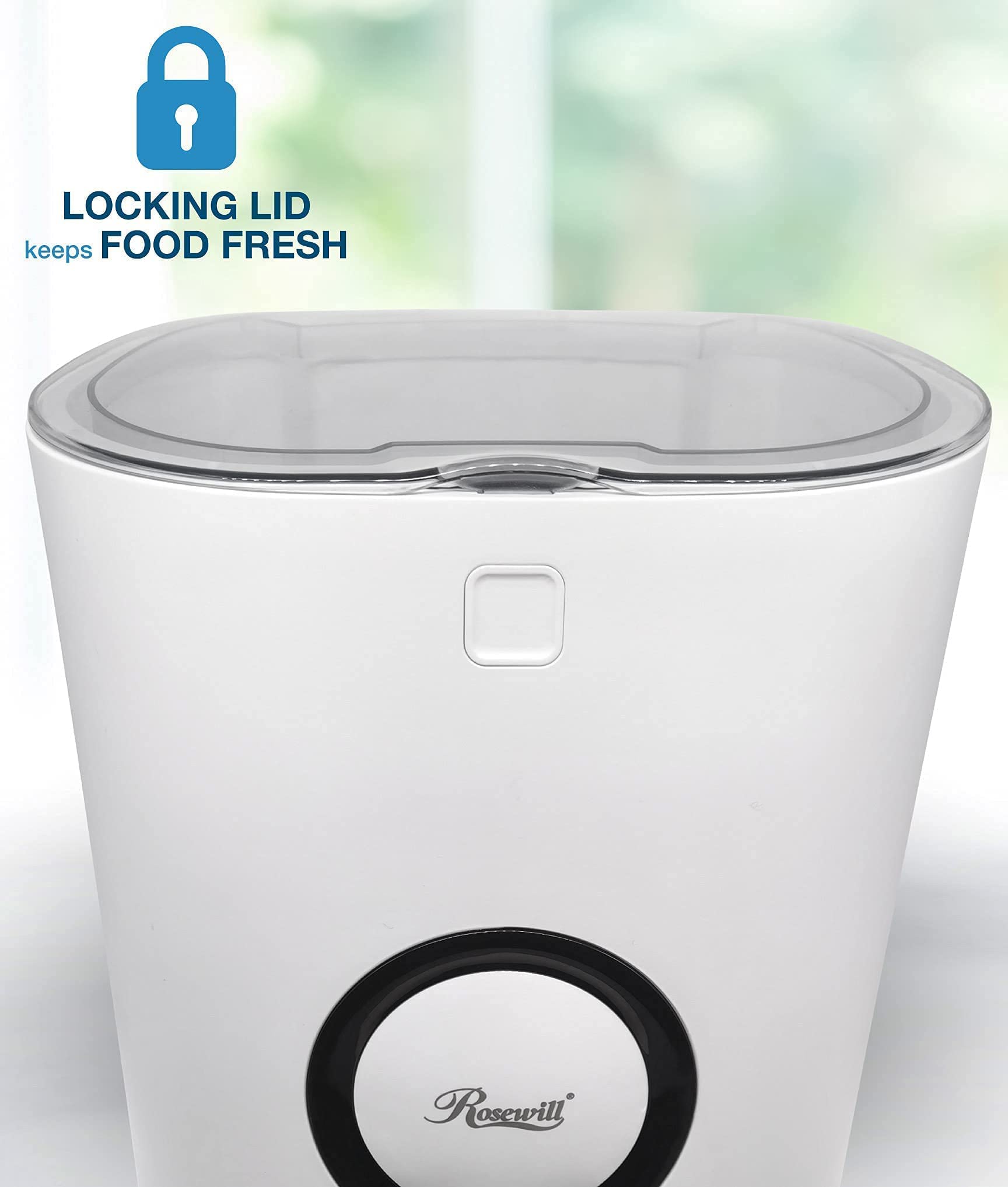 Rosewill Automatic Pet Feeder Food Dispenser for Cat or Dog, Up to 6.5 lbs of Dry Food with Alarm, Portion Control & Voice Recorder, Programmable, USB & Battery Powered, White - (RPPF-21001)