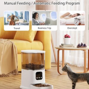 Automatic Cat Feeders with APP Control - 2.4G WiFi Food Dispenser, 6L Automatic Pet Feeder with Voice Recorder, Food Treat Dispenser for Cat & Dog