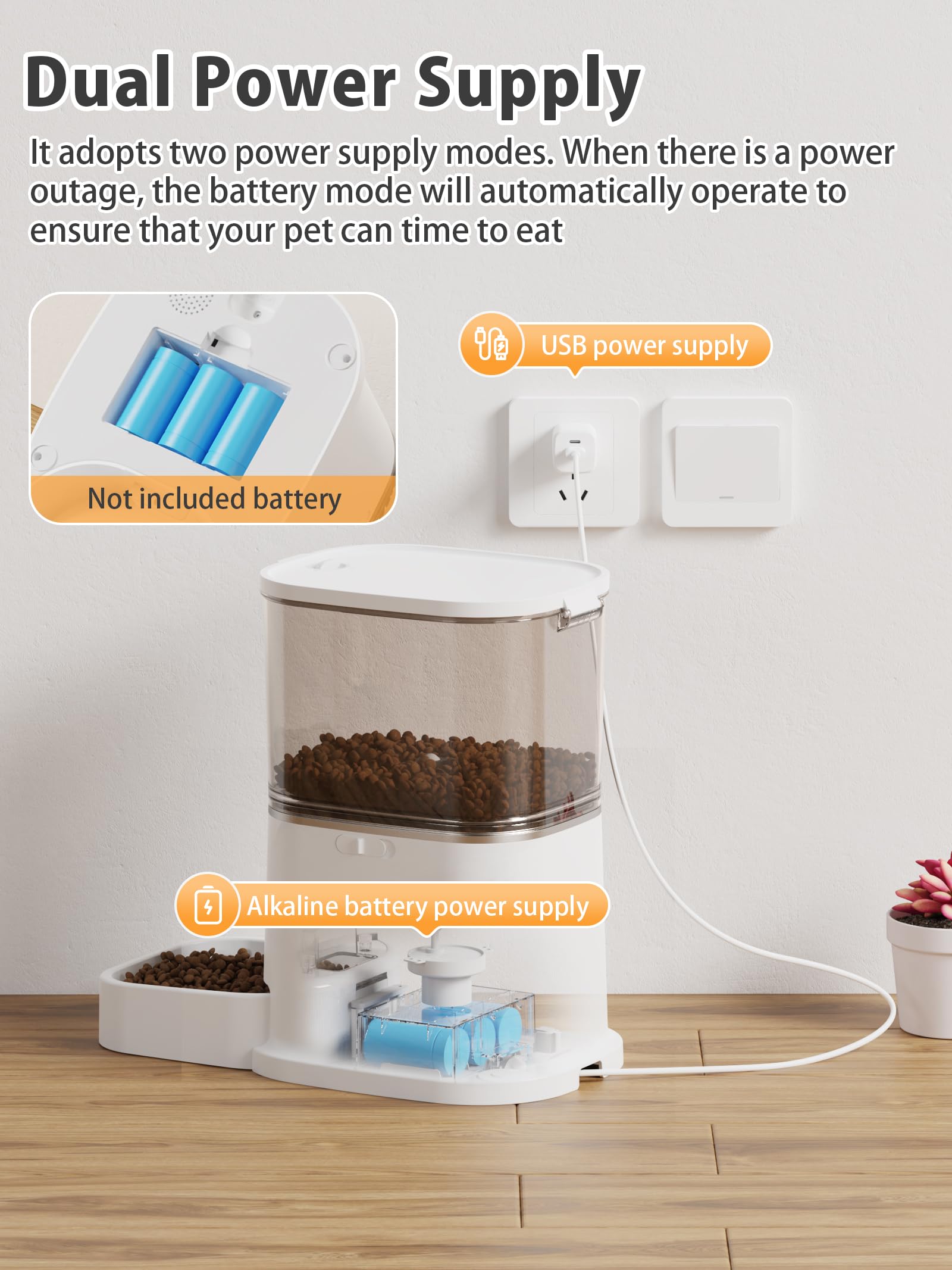 Automatic Cat Feeders with APP Control - 2.4G WiFi Food Dispenser, 6L Automatic Pet Feeder with Voice Recorder, Food Treat Dispenser for Cat & Dog