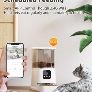 Automatic Cat Feeders with APP Control - 2.4G WiFi Food Dispenser, 6L Automatic Pet Feeder with Voice Recorder, Food Treat Dispenser for Cat & Dog