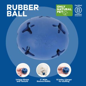 Only Natural Pet Rubber Boredom Buster Treat Stuffer Dog Toys - Interactive Stuffable Feeder Dispenser Fillable Durable Play Puppy Medium Large XS Chew Pup Hide Holder Easy Refill -RubberBall/DarkBlue