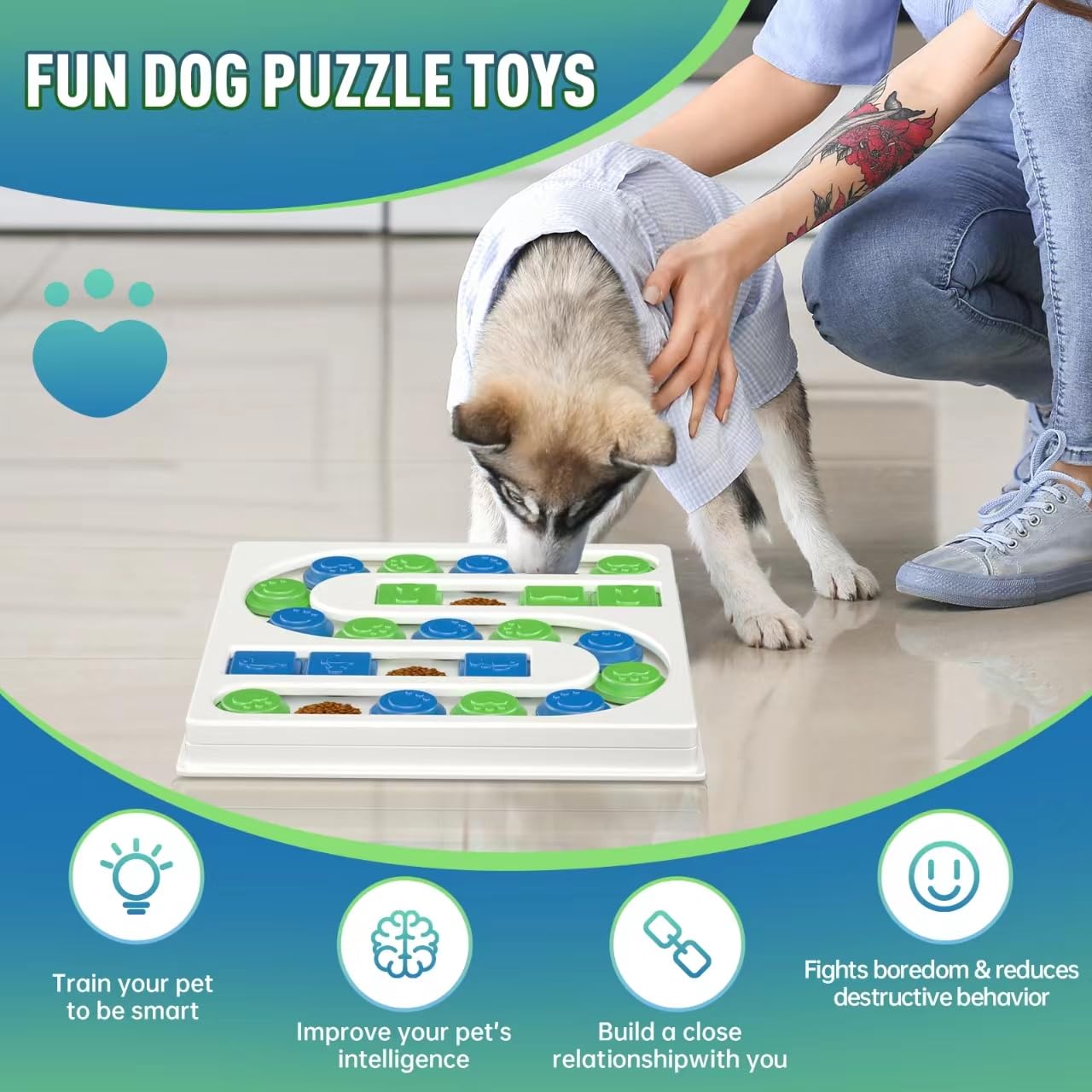 RETALPQ Dog Puzzle Toys,Dog Treat Puzzle,Dogs Food Puzzle Feeder Toys for IQ Training,Interactive Dog Toys, Mental Enrichment