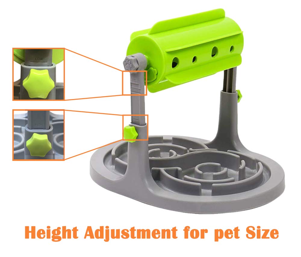 Ito Rocky Interactive Dog & Cat Food Puzzle Toy - Treat Boredom Dispensing Slow Feeder - Anxiety IQ Training in Smart Feeding and Adjustable Height for Small/Medium Dogs