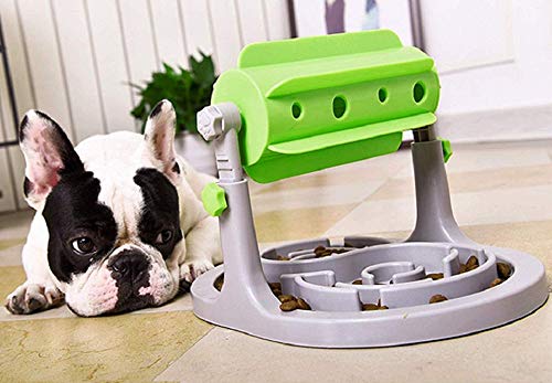 Ito Rocky Interactive Dog & Cat Food Puzzle Toy - Treat Boredom Dispensing Slow Feeder - Anxiety IQ Training in Smart Feeding and Adjustable Height for Small/Medium Dogs